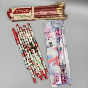 Vintage Coca-Cola Pencils & Pen Bundle – NOS 12-Pack, Polar Bear Pack + More
